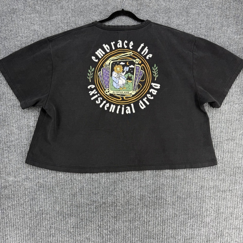 Octopied Mind Tee 3XL Boxy Cropped Mineral Wash Tarot Skull Graphic Heavyweight